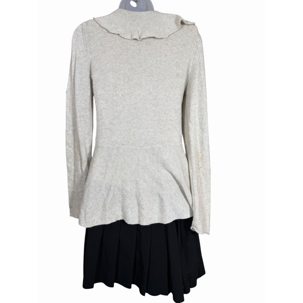 Promod Angora Blend Ruffle Cardigan Sweater Tie Front Beige Neutral Women's S - Picture 8 of 12